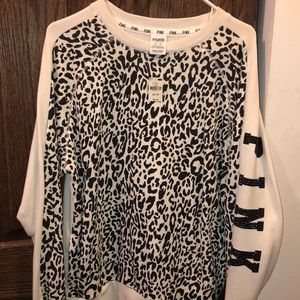 VS PINK crew neck sweater leopard print